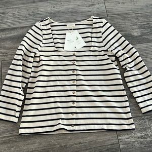 Sézane Línea Mariniere in navy and cream